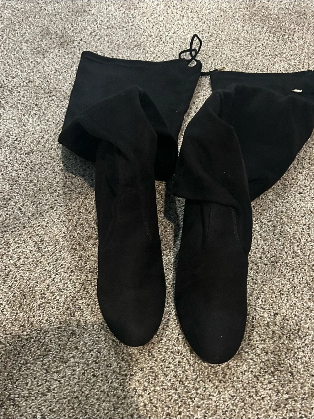 Steve Madden Norri Over-the-Knee Black Suede Block Heel Boots - Women's